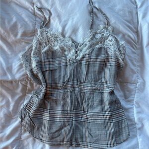 Abercrombie & Fitch Lace Trim Checkered Camisole